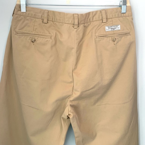 Polo Ralph Lauren Mens Andrew Pants Pleated Chinos 36 X 30 Tan Cotton Back Logo. - Picture 8 of 13
